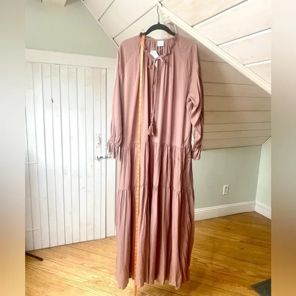 NWT Silk & Salt 100% Cotton BOHO Oversized MAXI Dusty Rose Bohemian Dress Med - Picture 14 of 14